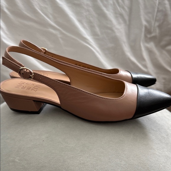 Naturalizer Two-Tone Pointed Slingback Flats in Blush and Black - Picture 3 of 11